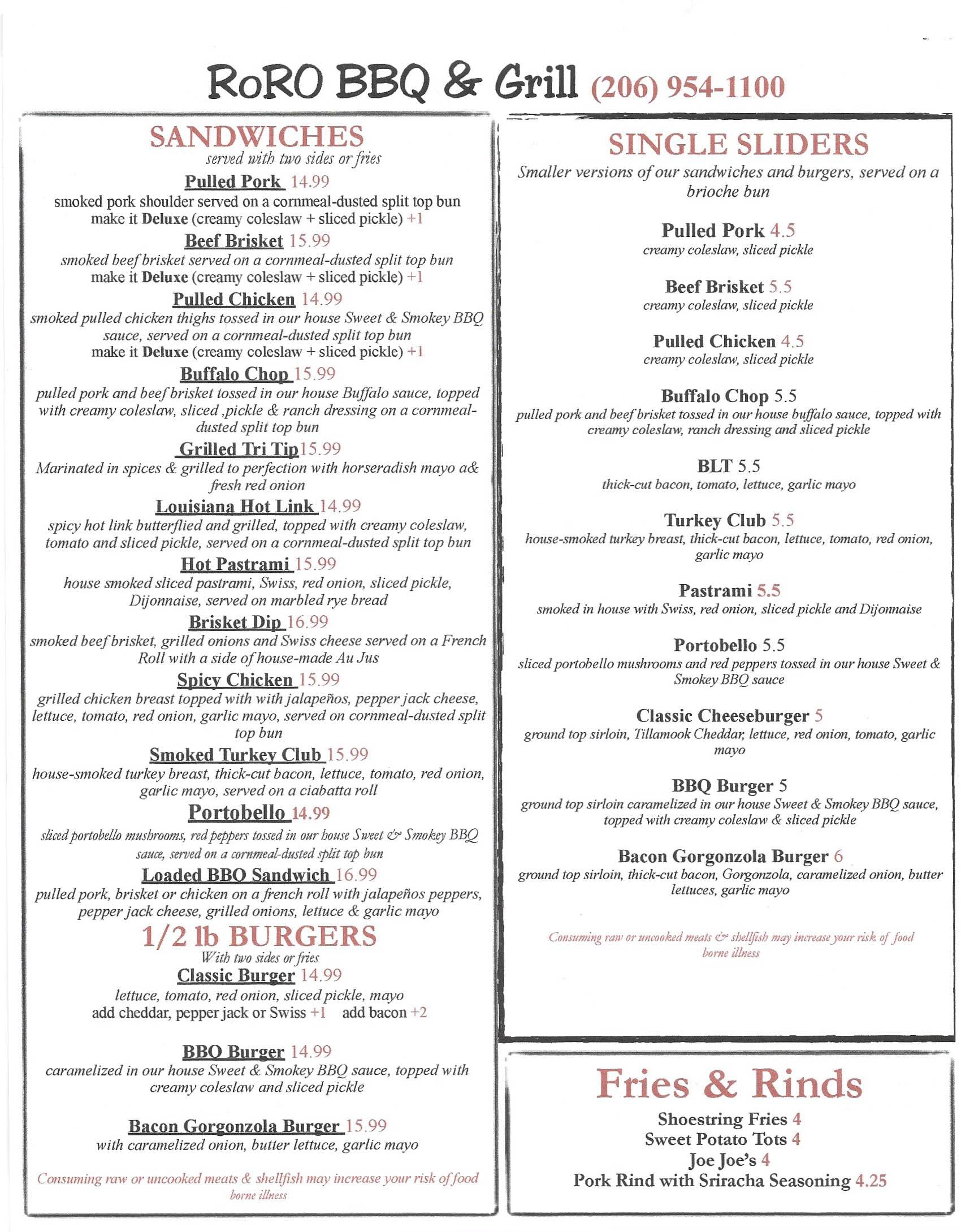 Flavorful Southern Style BBQ Menu Order Now RoRo BBQ & Grill